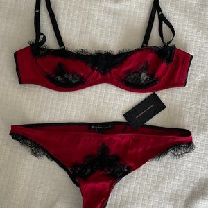 KIKI DE MONTPARNASSE NEW 2 Piece SET Lace Inset Balconette 34A Bra and S Brief